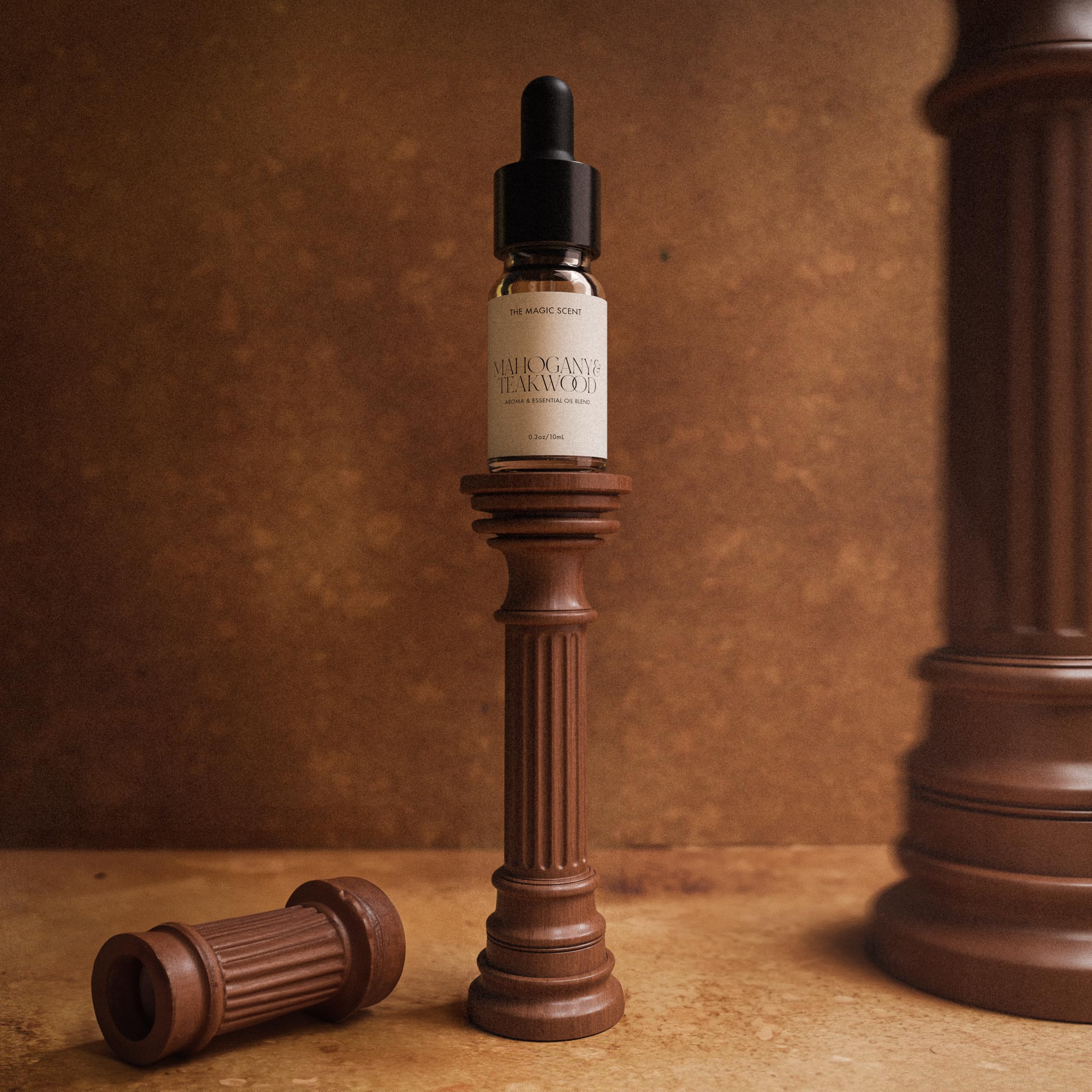The Magic Scent botella conectada a difusor ultrasónico difundiendo aroma