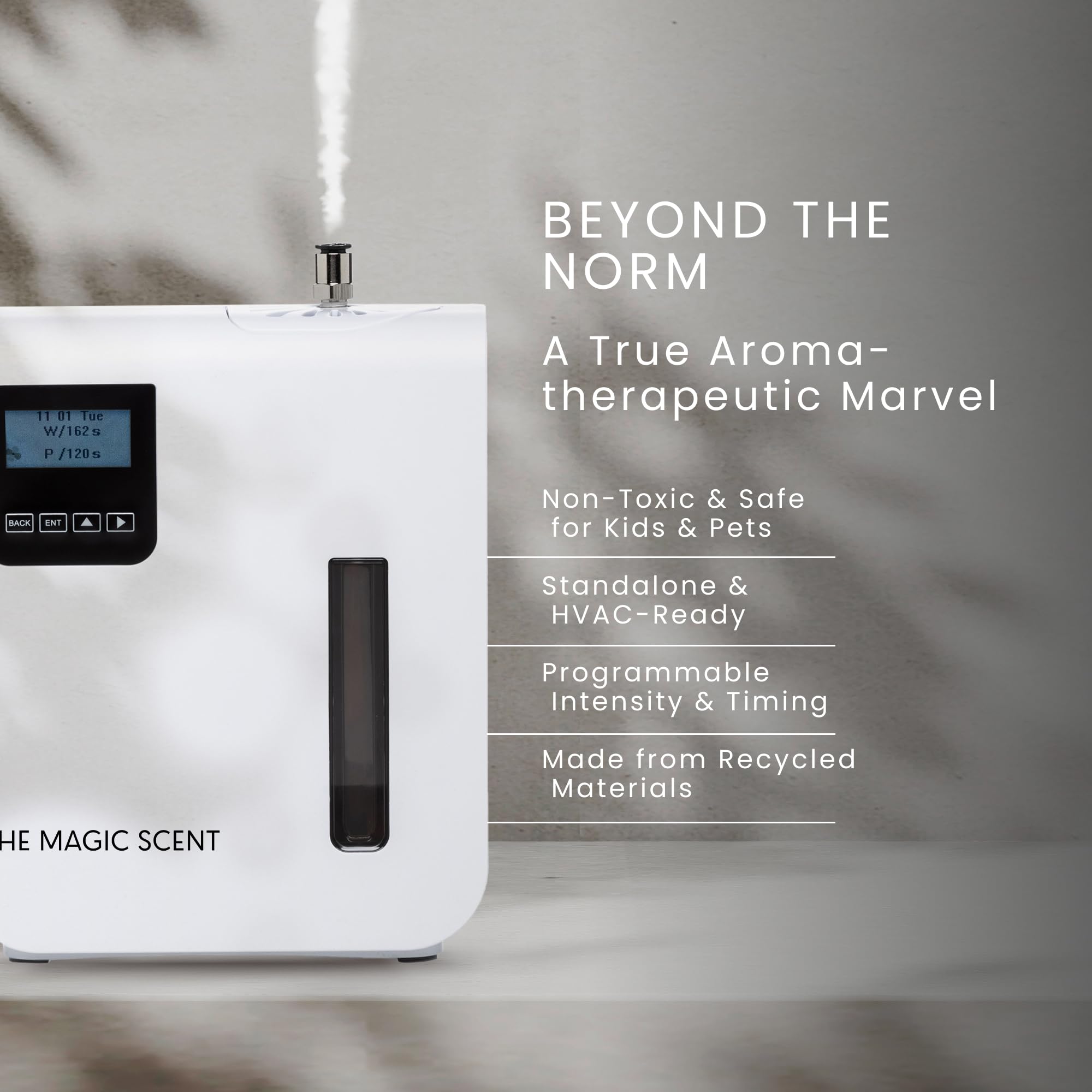 THE MAGIC SCENT mano ajustando temporizador para programación personalizada