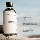 THE MAGIC SCENT textura del aceite Santal mostrando pureza y difusión eficiente