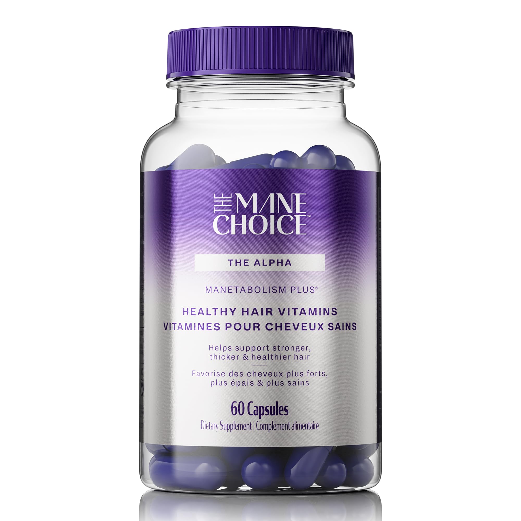 The Mane Choice envase frontal de MANETABOLISM Plus mostrando beneficios