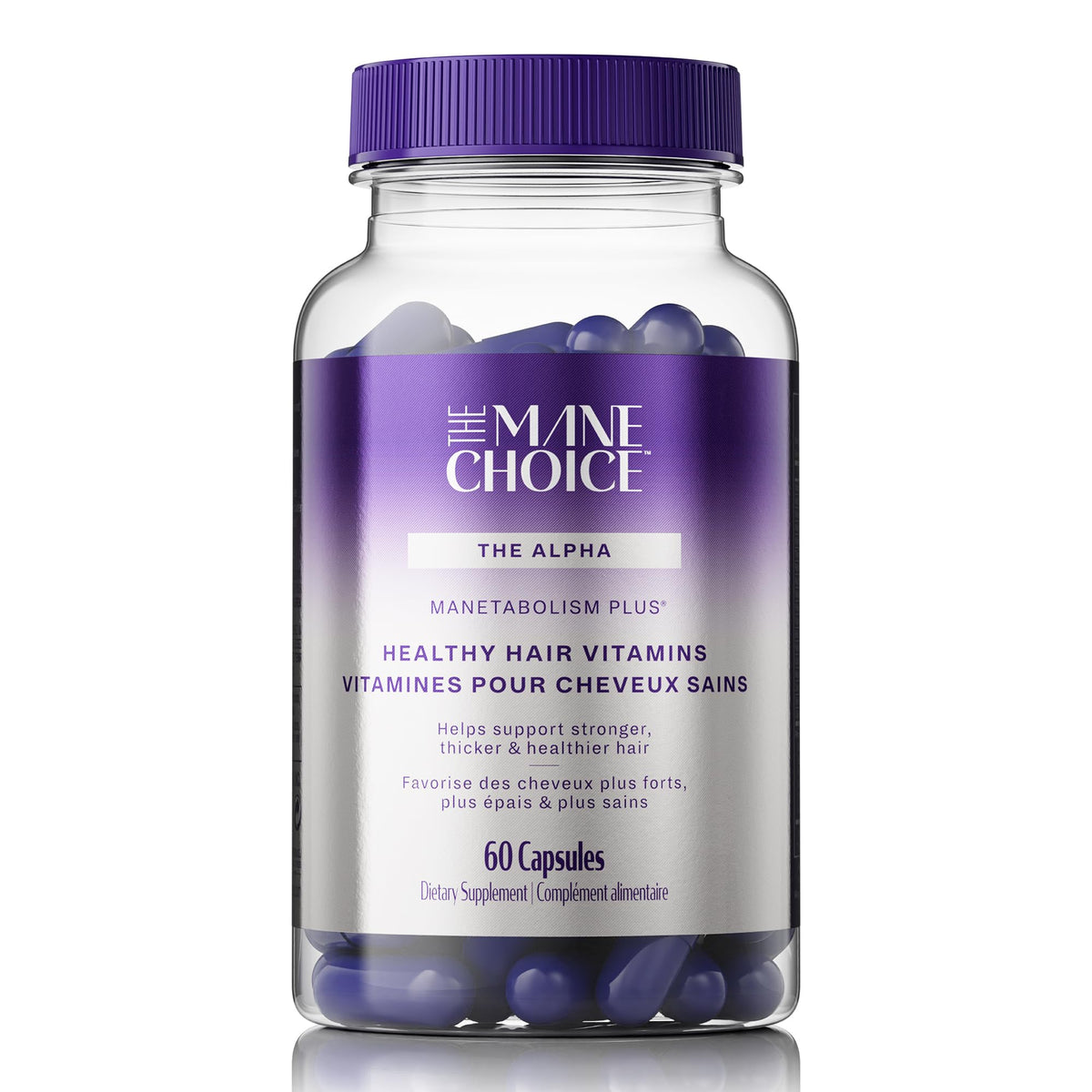 The Mane Choice envase frontal de MANETABOLISM Plus mostrando beneficios