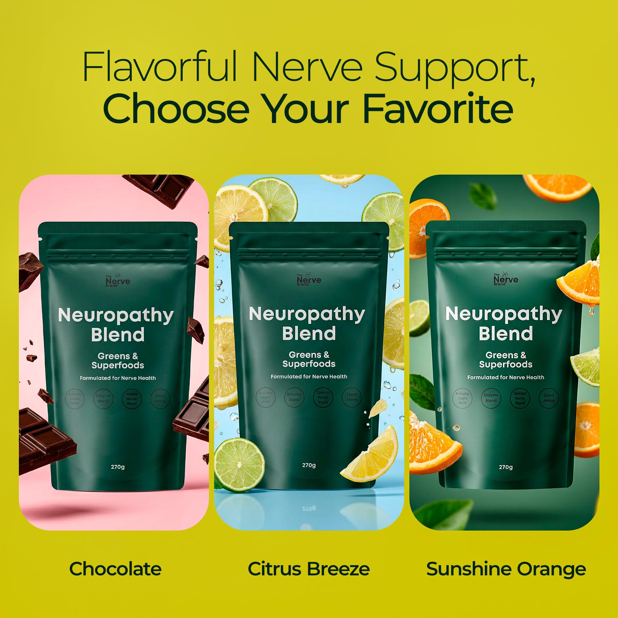 The Nerve Brand ingredientes frescos sobre mesa mostrando origen vegetal