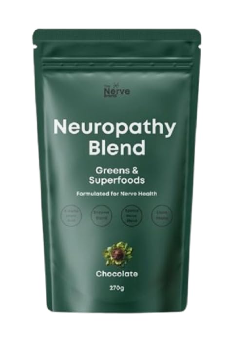 The Nerve Brand empaque frontal del polvo chocolate, presentación clara y beneficios visuales