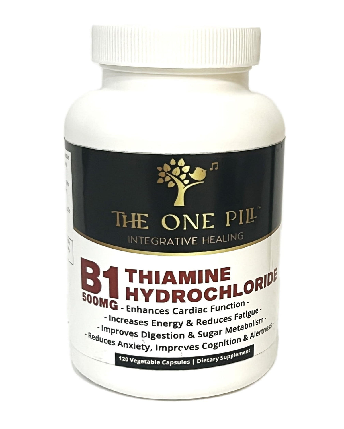 The One Pill Integrative Healing frasco frontal mostrando etiqueta y ventaja de pureza