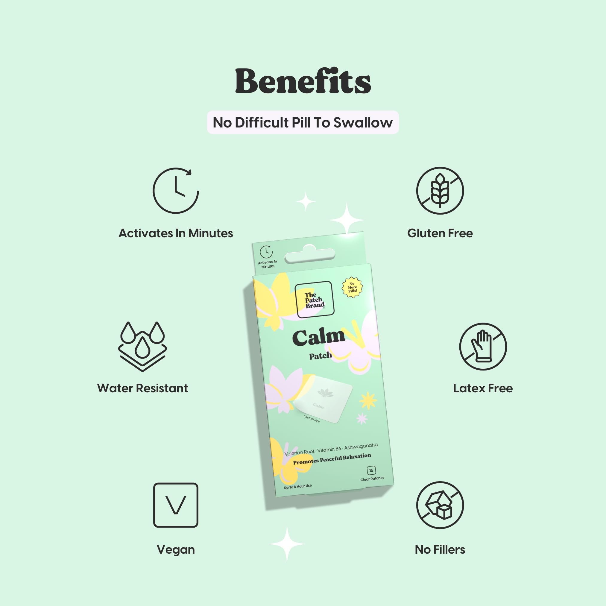The Patch Brand parche junto a una moneda para comparar tamaño y portabilidad