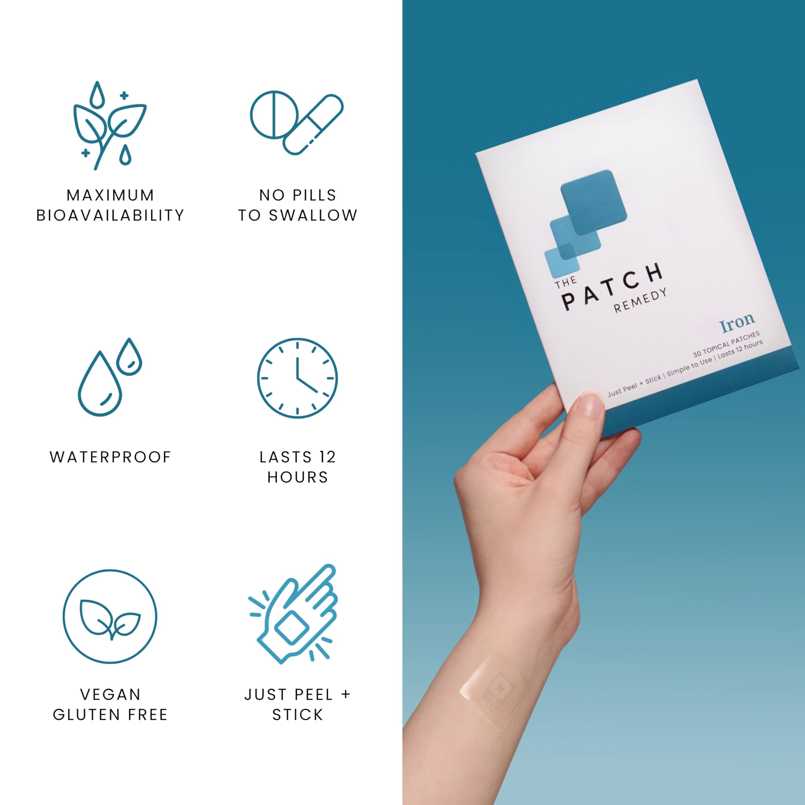 The Patch Remedy caja abierta con parches listos para usar en viaje