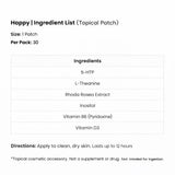 The Patch Remedy etiqueta de ingredientes visible para referencia rápida