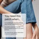 The Patch Remedy parche junto a regla para mostrar tamaño compacto