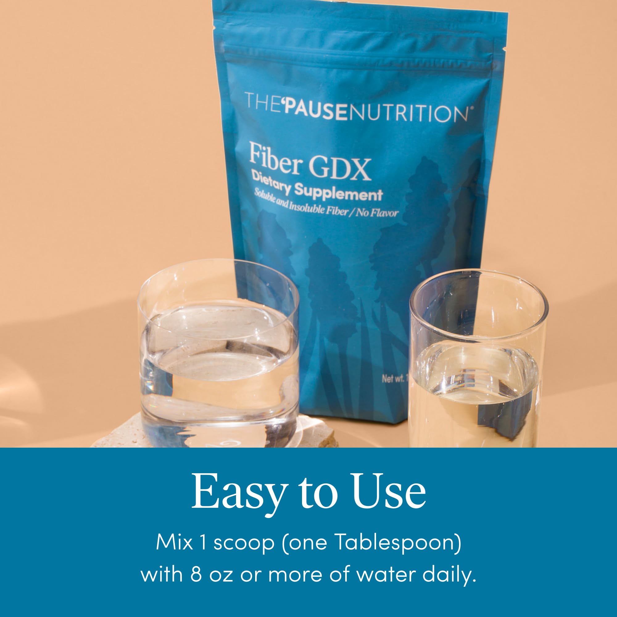 The 'Pause Life etiqueta nutricional de Fiber GDX mostrando información clara