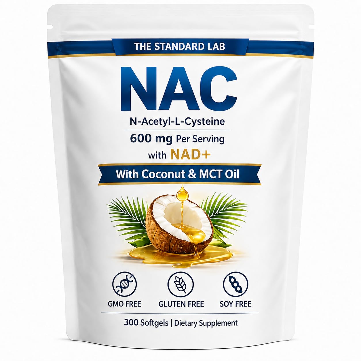 The standard lab envase frontal NAC 300 cápsulas, ahorro prolongado