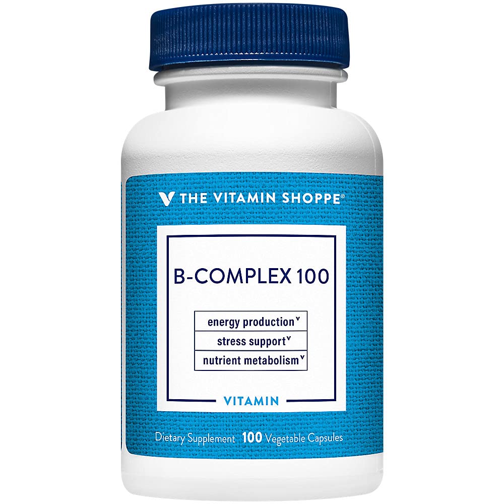 The Vitamin Shoppe frasco frontal del B-Complex con ventaja de contenido claro