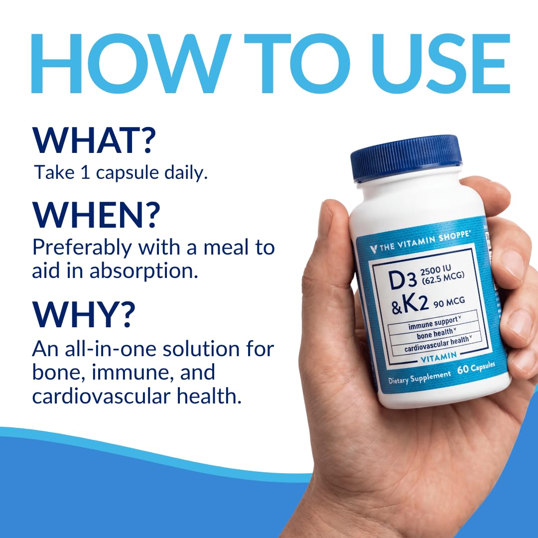 The Vitamin Shoppe cápsula junto a alimentos para señalar soporte óseo diario