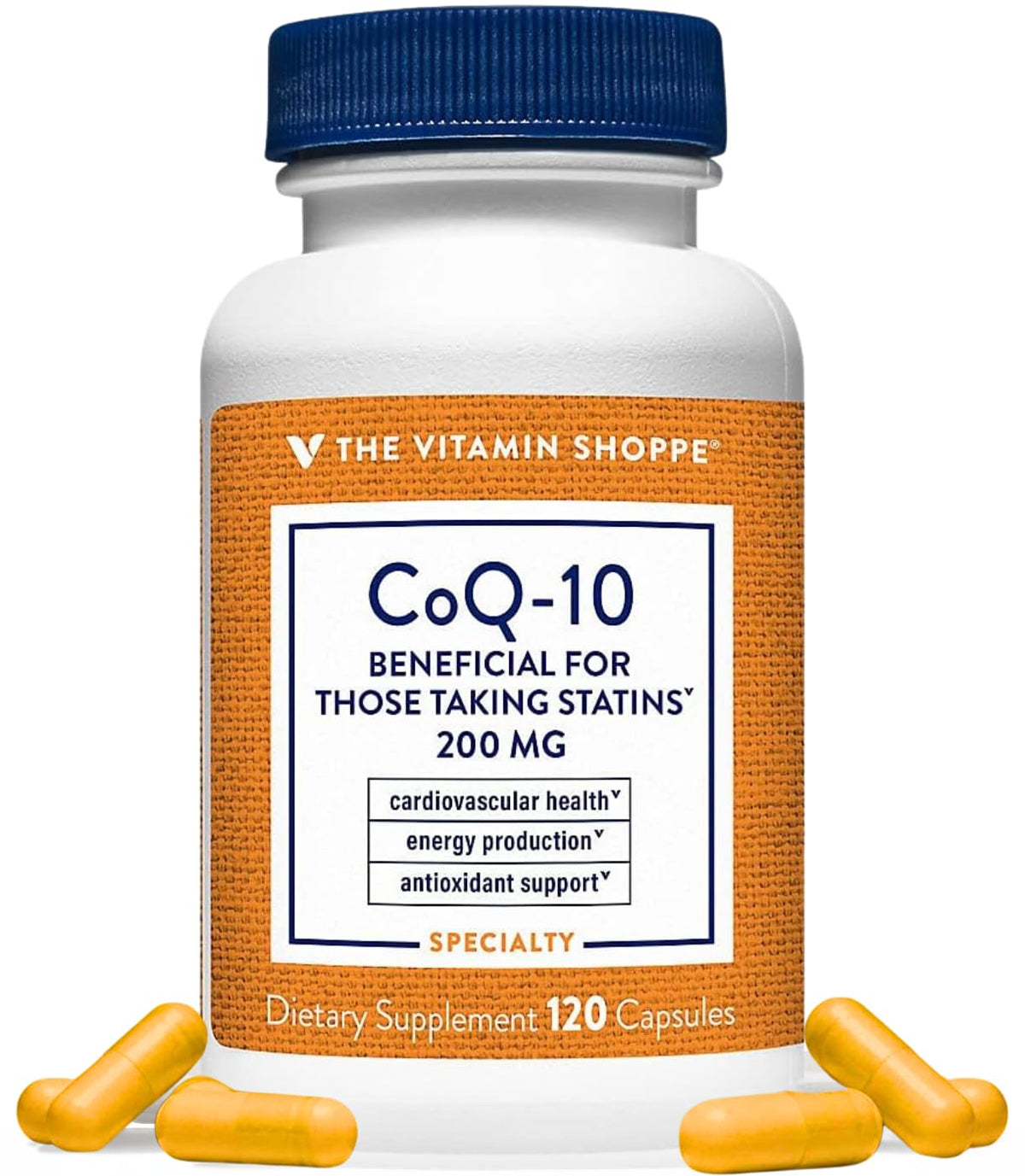 The Vitamin Shoppe frontal del envase que muestra 120 cápsulas y conveniencia