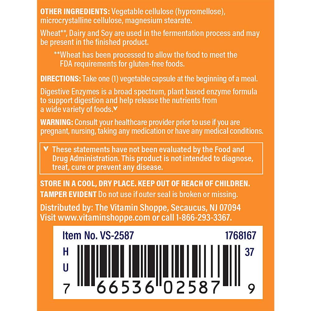 The Vitamin Shoppe cápsula junto a un plato para ilustrar uso con comidas