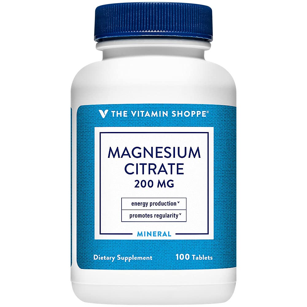 The Vitamin Shoppe frasco del producto mostrando la etiqueta y beneficio de magnesio absorbible