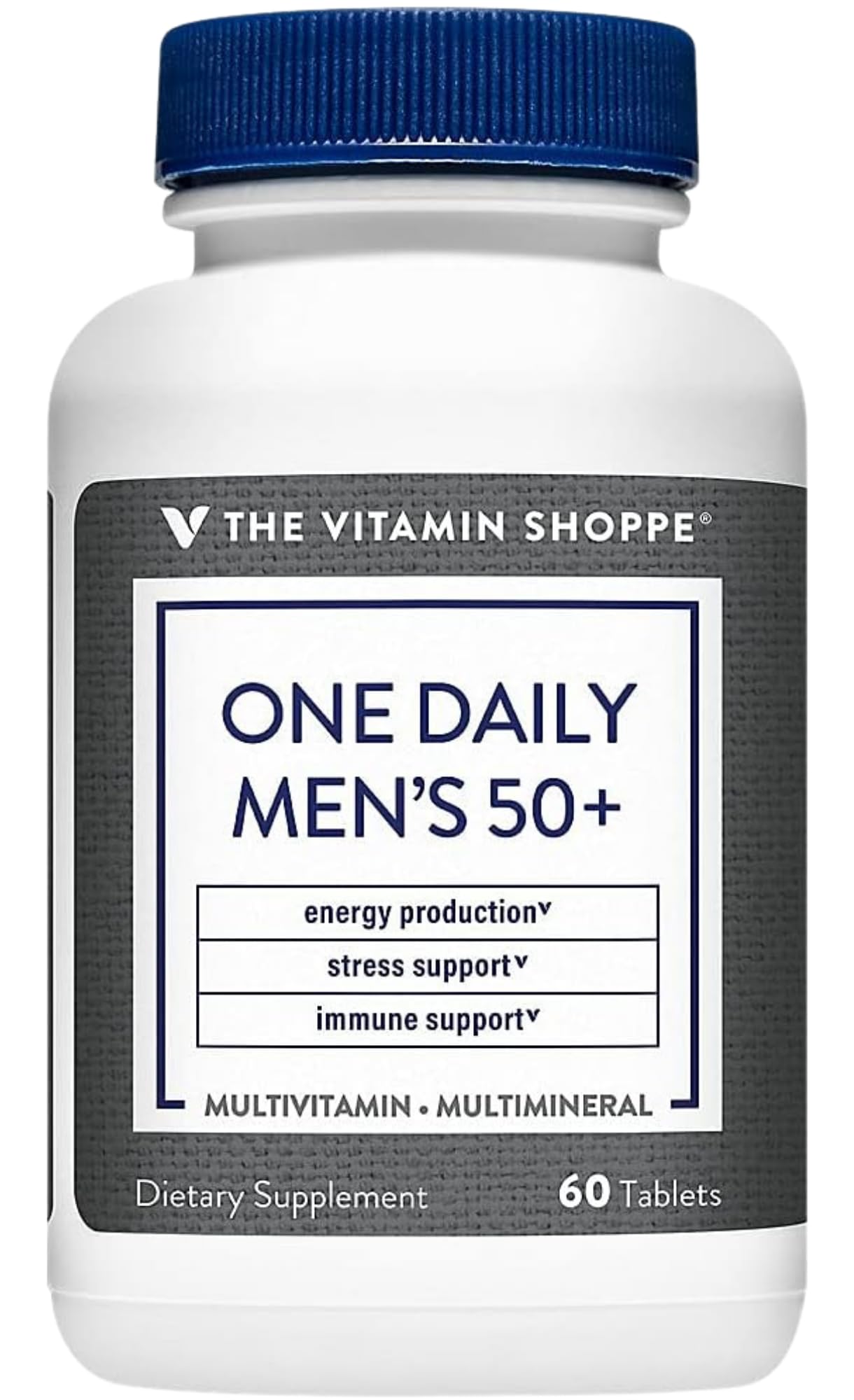 The Vitamin Shoppe frasco frontal que muestra 60 tabletas y conveniencia