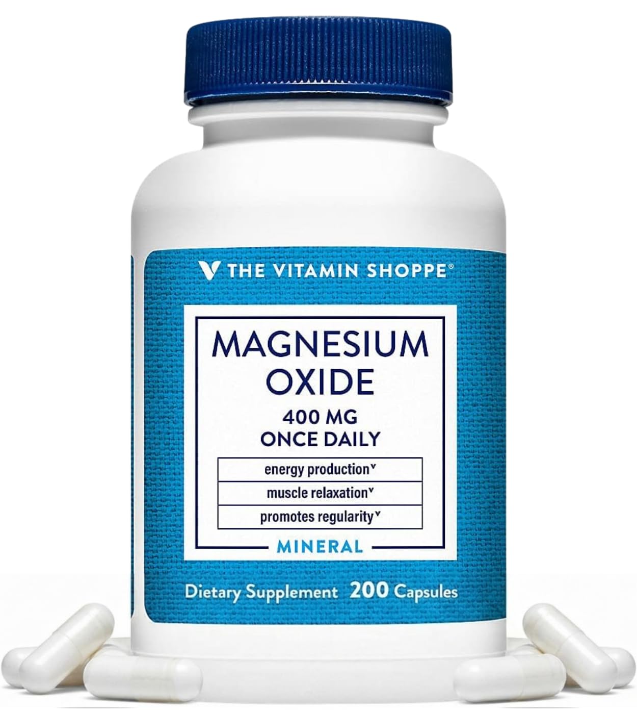The Vitamin Shoppe envase frontal mostrando 200 cápsulas y beneficio de aporte diario