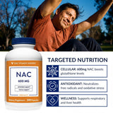 The Vitamin Shoppe botella NAC abierta con cápsulas visibles, confianza en el producto