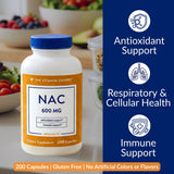 The Vitamin Shoppe detalle de etiqueta NAC 600 mg con información de pureza