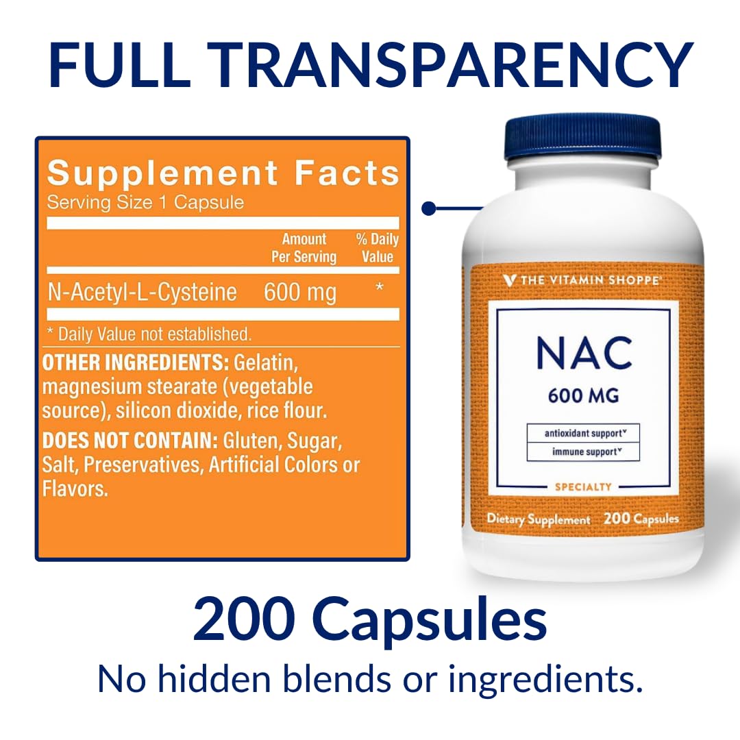 The Vitamin Shoppe botella NAC en entorno de cocina, integración en la rutina diaria