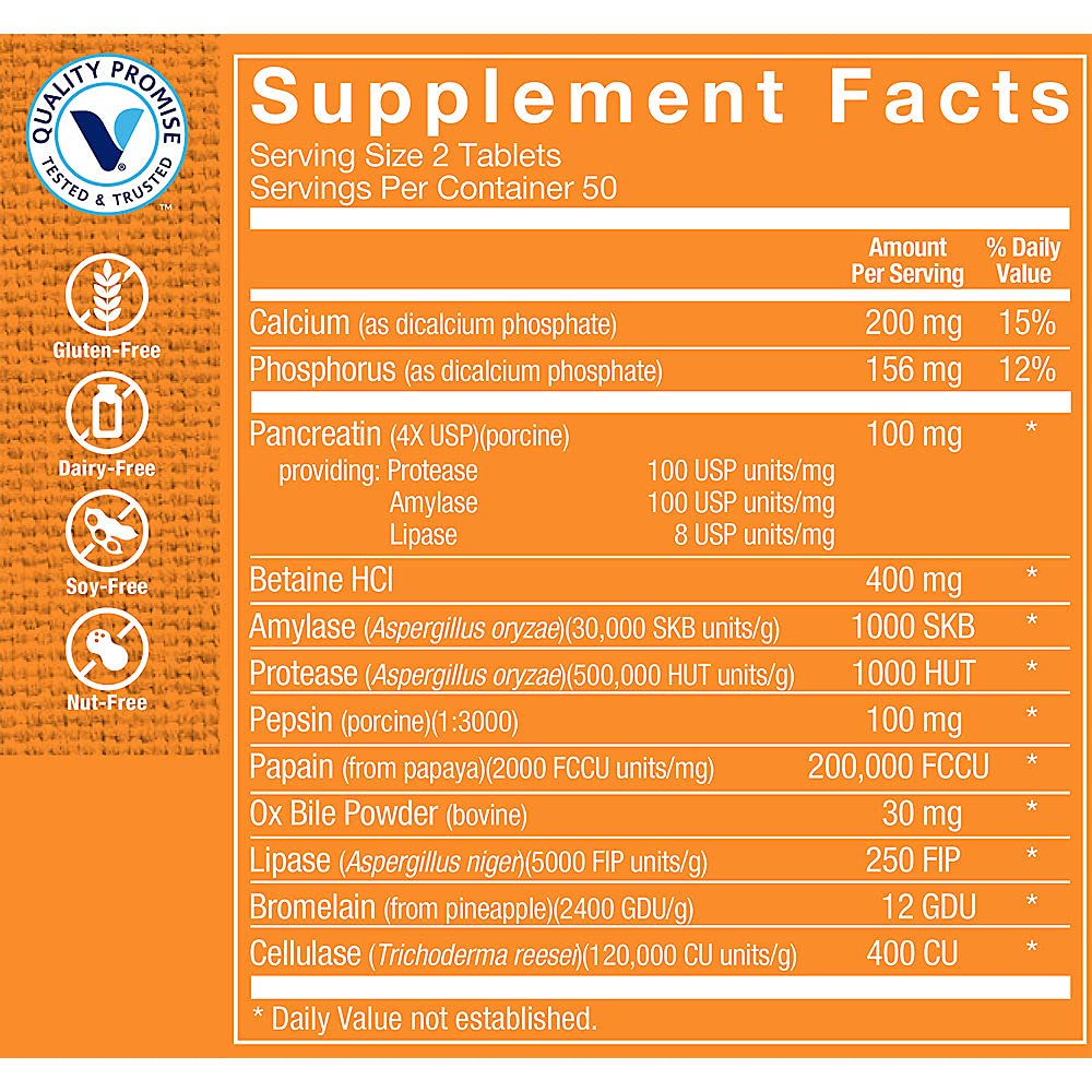 The Vitamin Shoppe close-up de tableta mostrando textura y fórmula vegetal