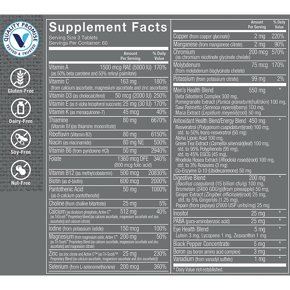 The Vitamin Shoppe textura de una tableta Ultimate Man para ver formato y acabado fácil de tragar