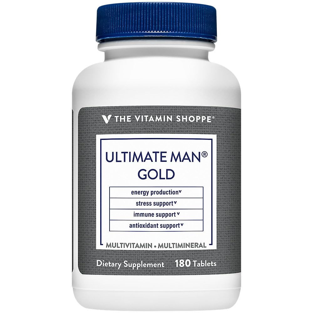 The Vitamin Shoppe frasco Ultimate Man al frente mostrando diseño y beneficio de suministro prolongado