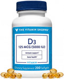 The Vitamin Shoppe frasco delantero mostrando 200 softgels y conveniencia
