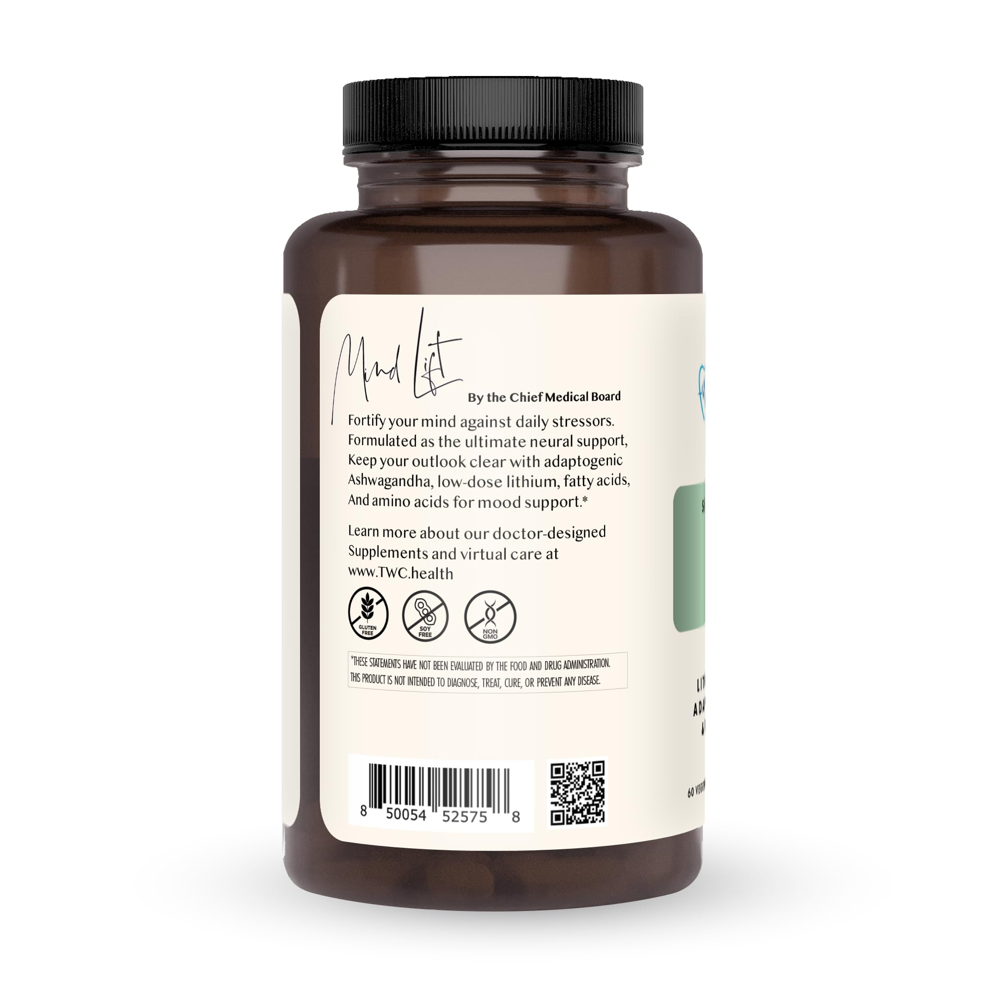 The Wellness Company Mind Lift cápsula cerca que muestra textura y fácil ingestión