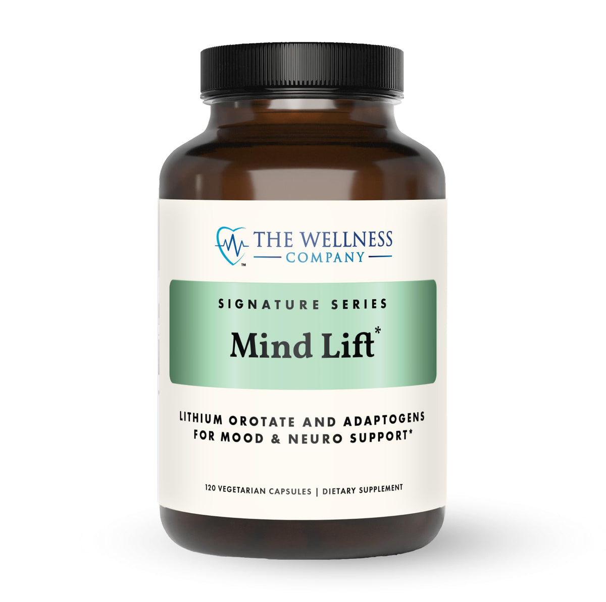 The Wellness Company Mind Lift vista frontal del envase que muestra presentación y beneficios