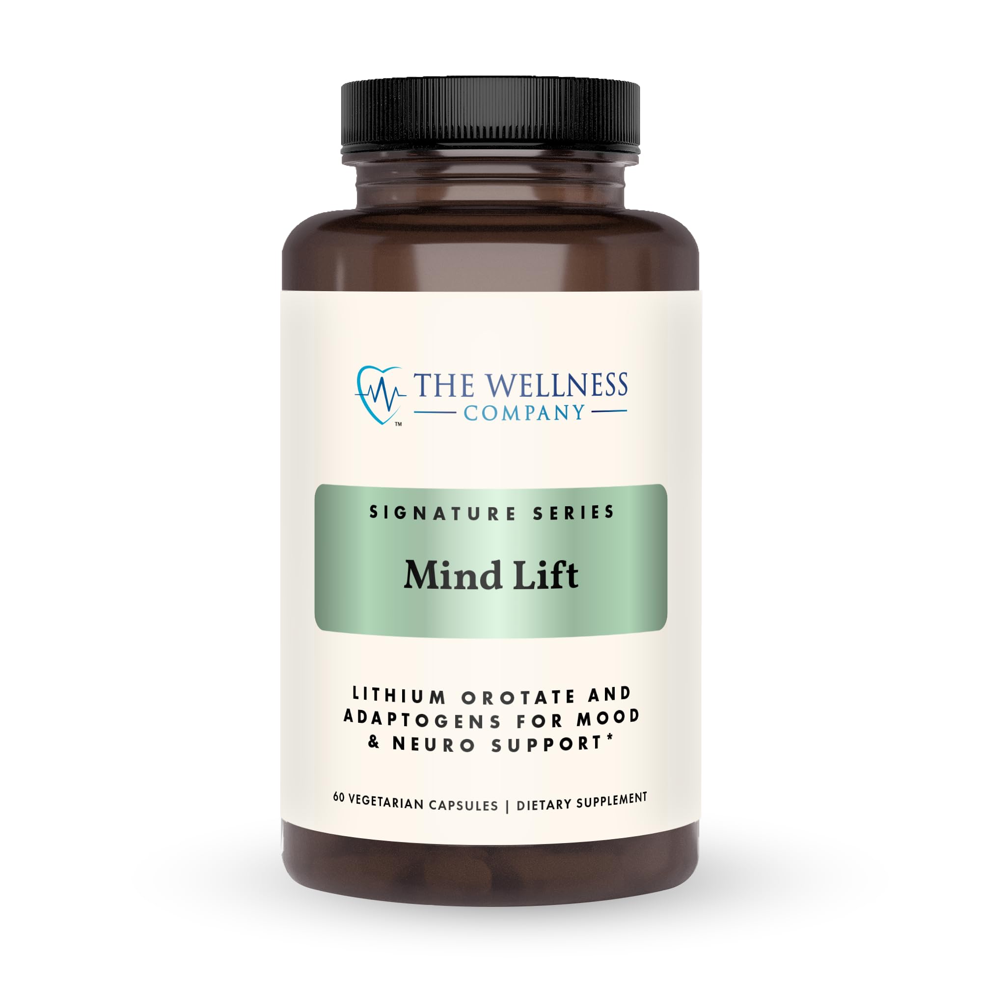 The Wellness Company Mind Lift vista frontal del envase y beneficios de enfoque
