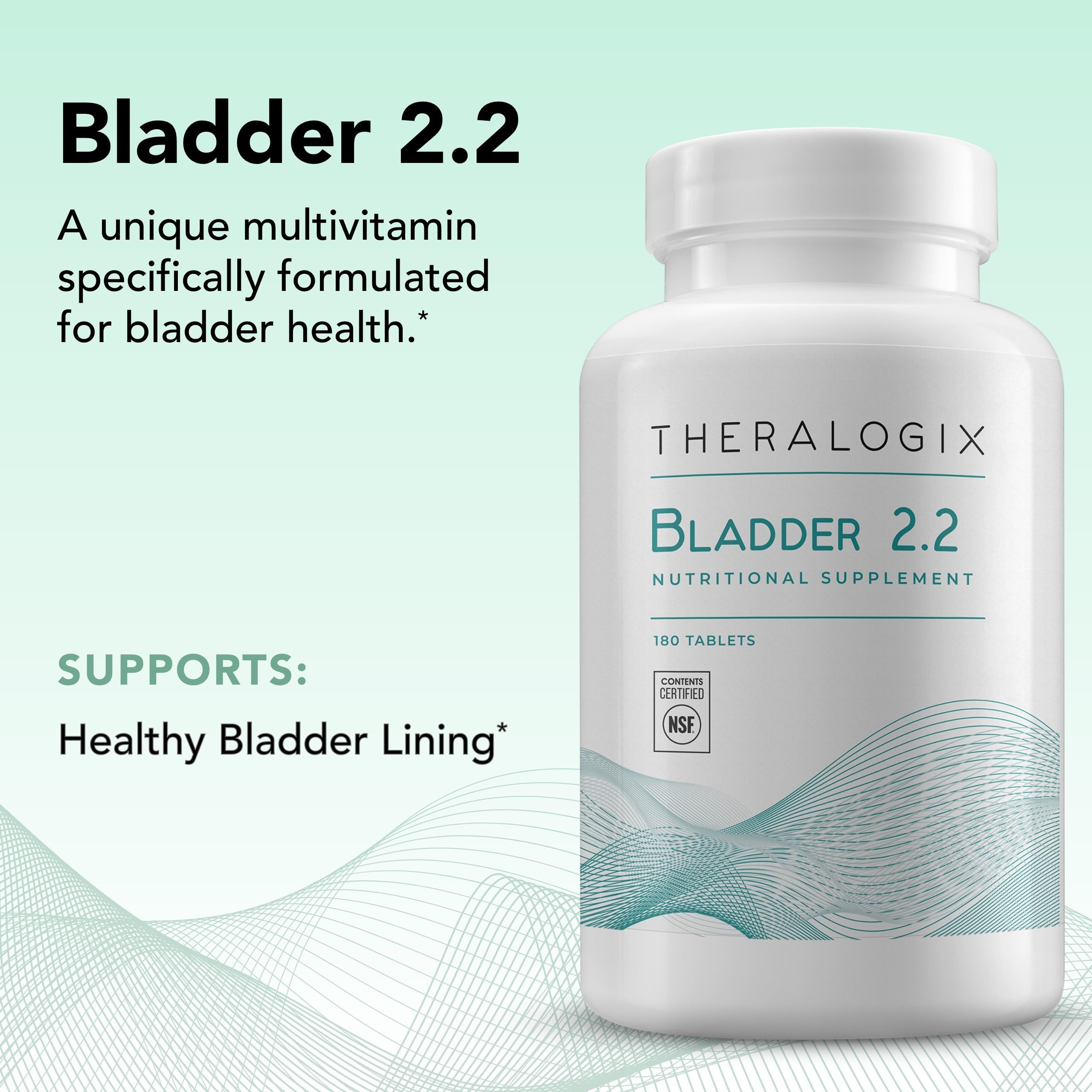 Theralogix Bladder una tableta en la mano destacando fácil ingestión