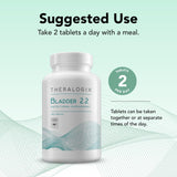 Theralogix Bladder tabletas en primer plano para ver textura y tamaño