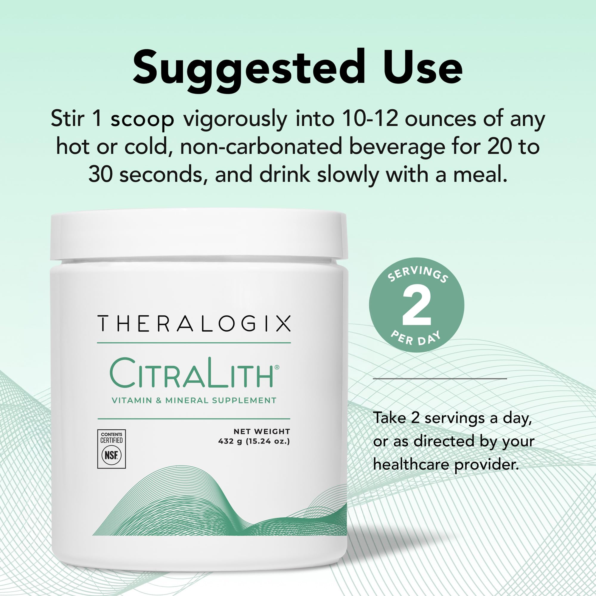 Theralogix CitraLith etiqueta con certificación NSF que asegura pureza y potencia