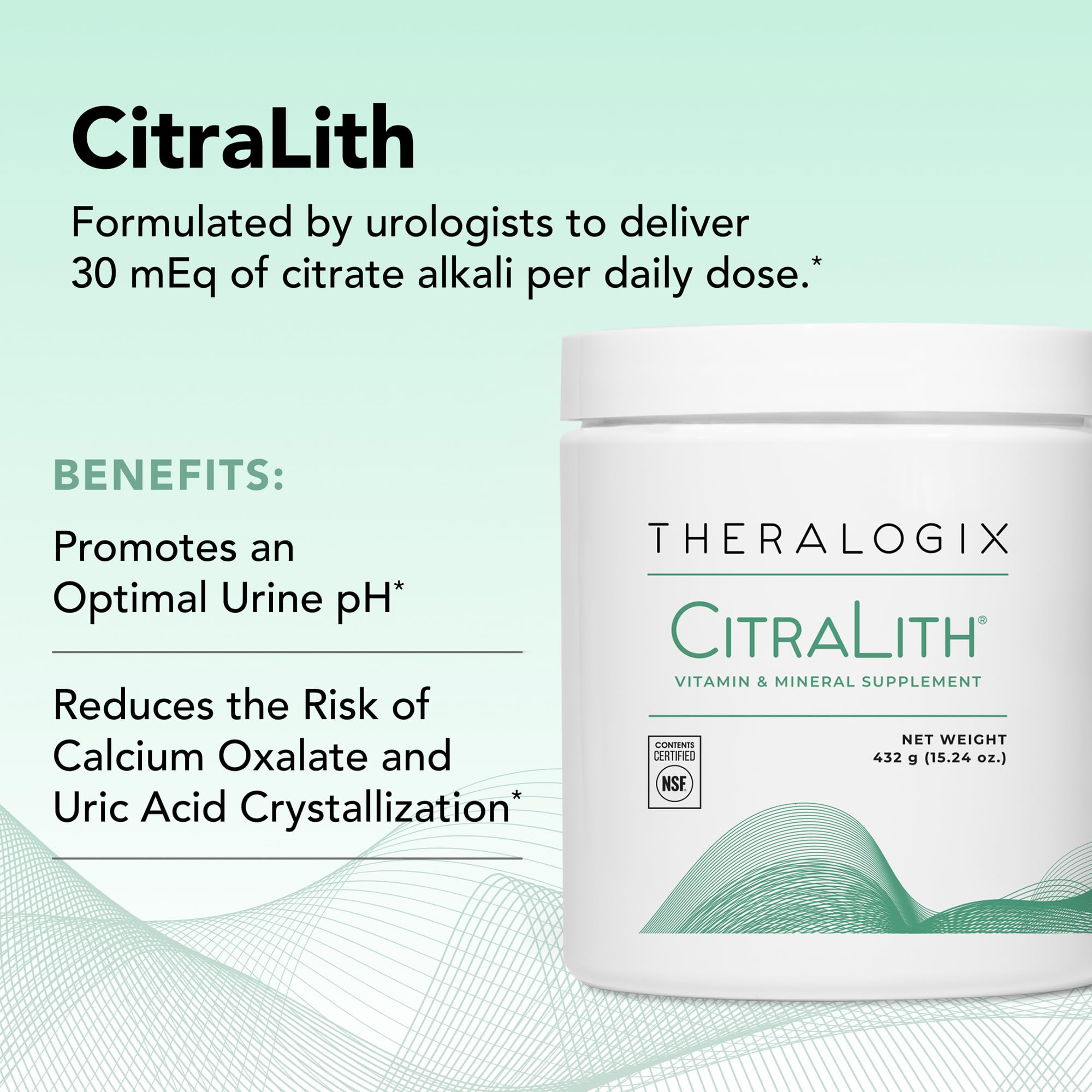Theralogix CitraLith cucharada con polvo medida conveniente para la dosis diaria