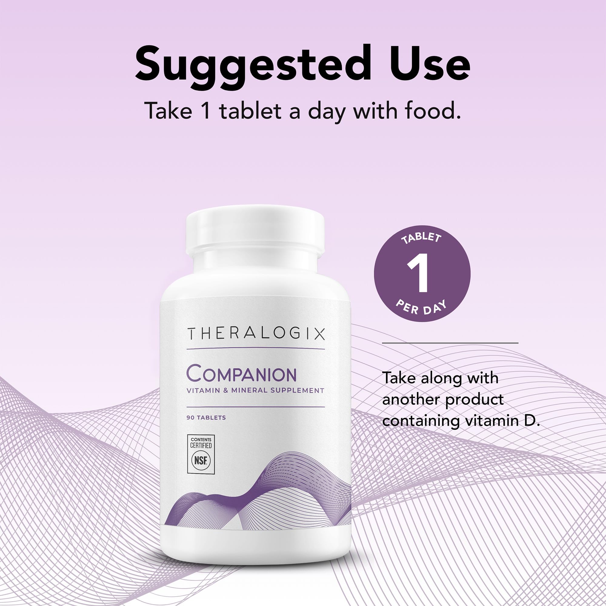 Theralogix Companion etiqueta con sello NSF que transmite confianza y pureza