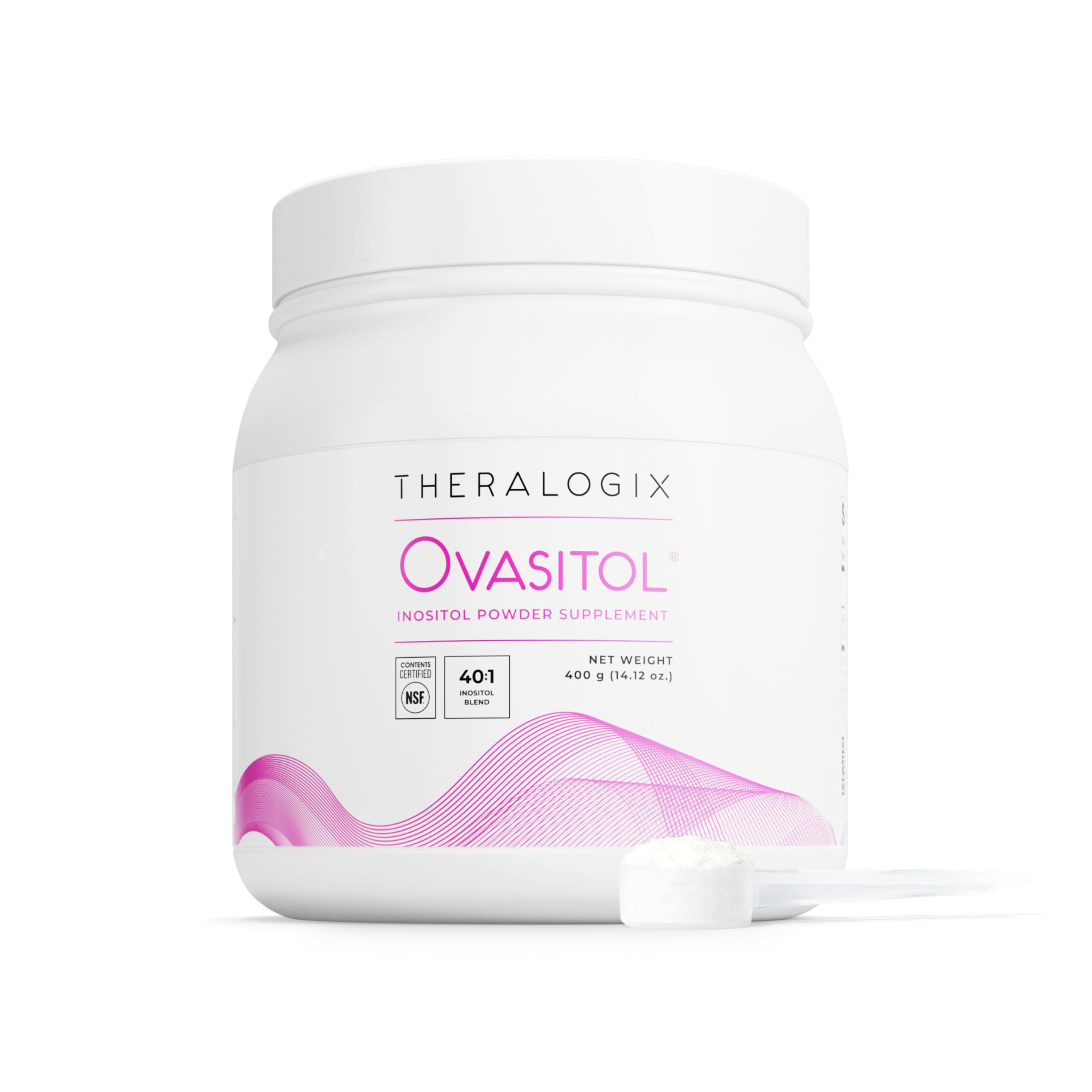 Theralogix Ovasitol vista frontal del envase mostrando la marca y beneficio de pureza