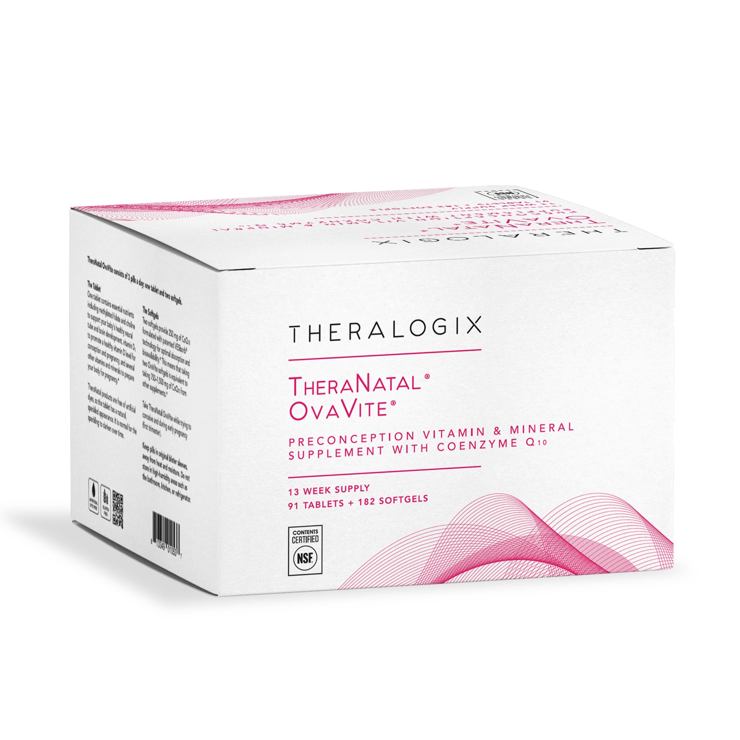 Theralogix empaque frontal mostrando beneficios y sello NSF