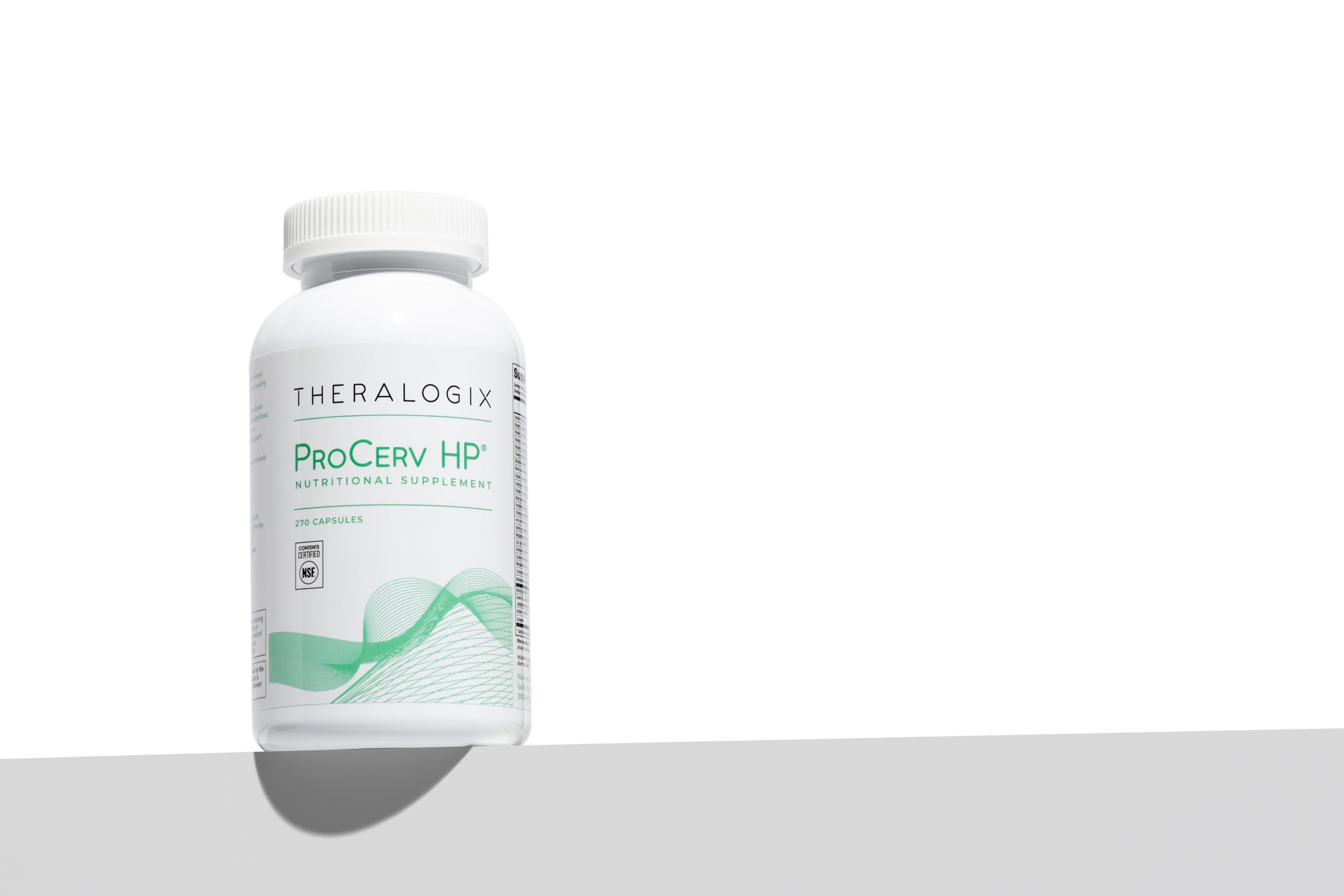 Theralogix ProCerv HP envase en mano para mostrar tamaño real y dosificación