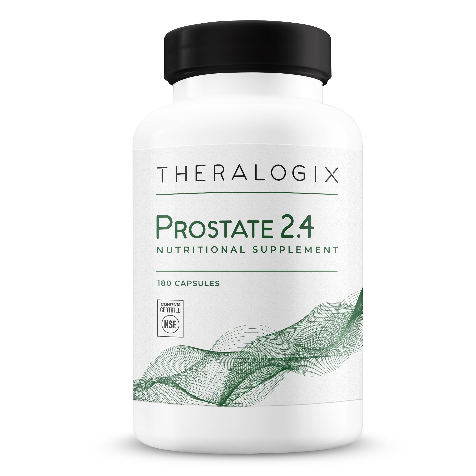 Theralogix Prostate 2.4 frente del envase mostrando 180 cápsulas y certificación NSF