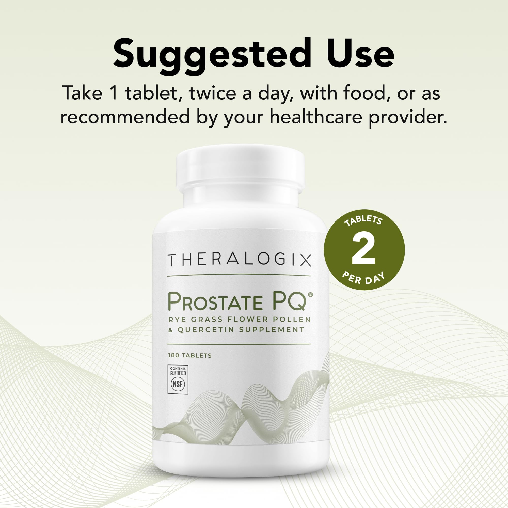 Theralogix Prostate PQ tabletas en mano demostrando tamaño y dosis