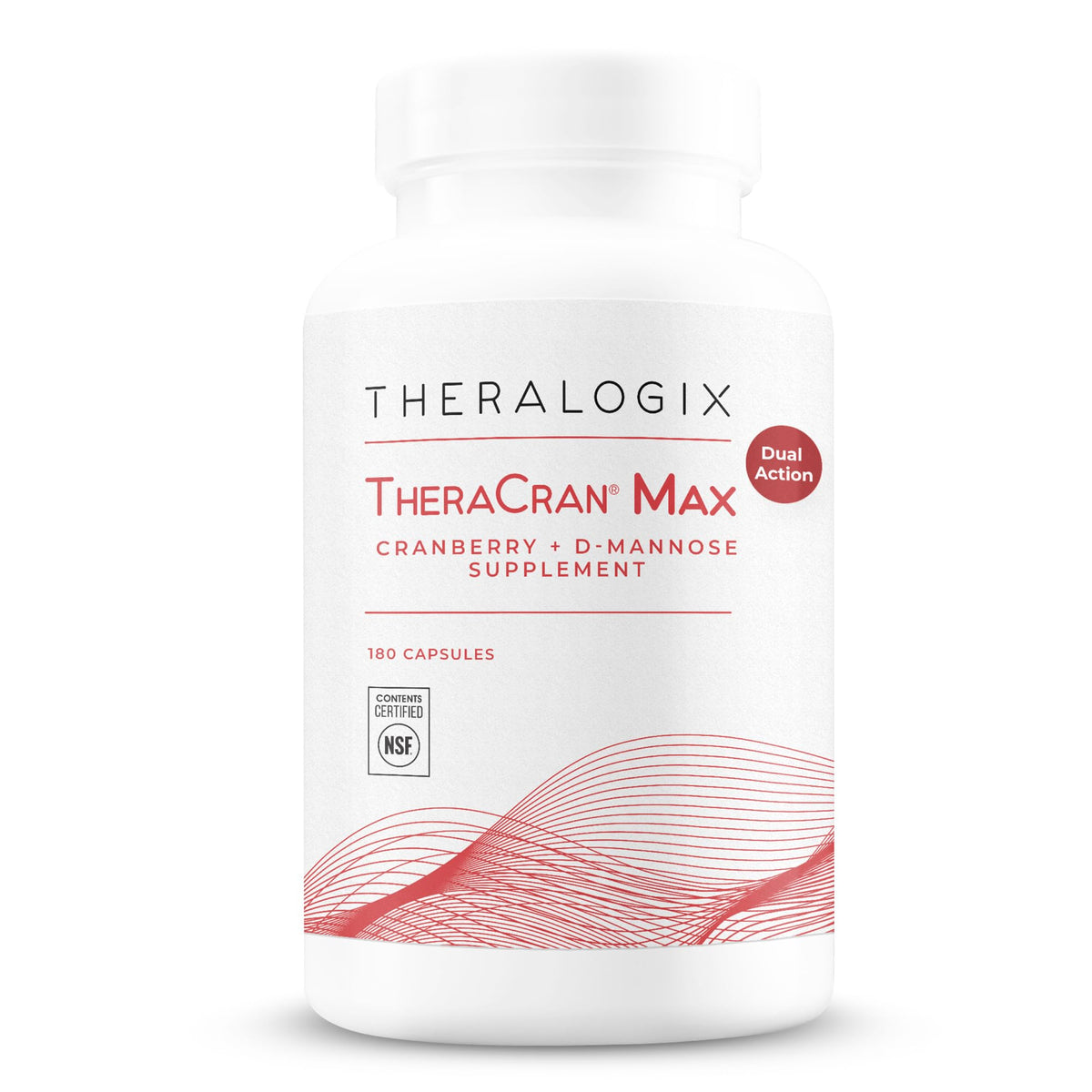 Theralogix TheraCran Max frontal mostrando botella y etiqueta, transparencia y confianza