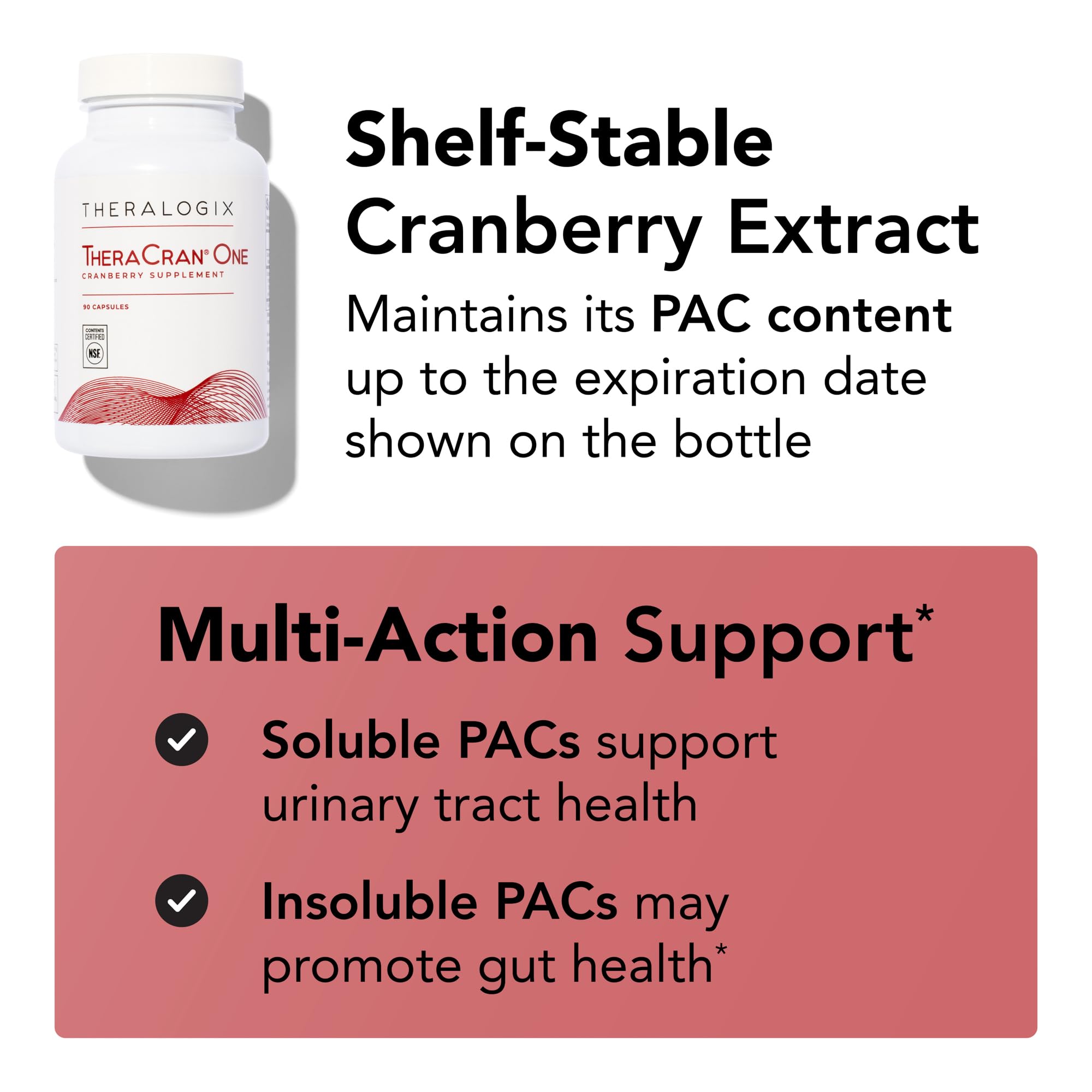 Theralogix TheraCran One polvo de extracto de cranberry destacando pureza e ingredientes