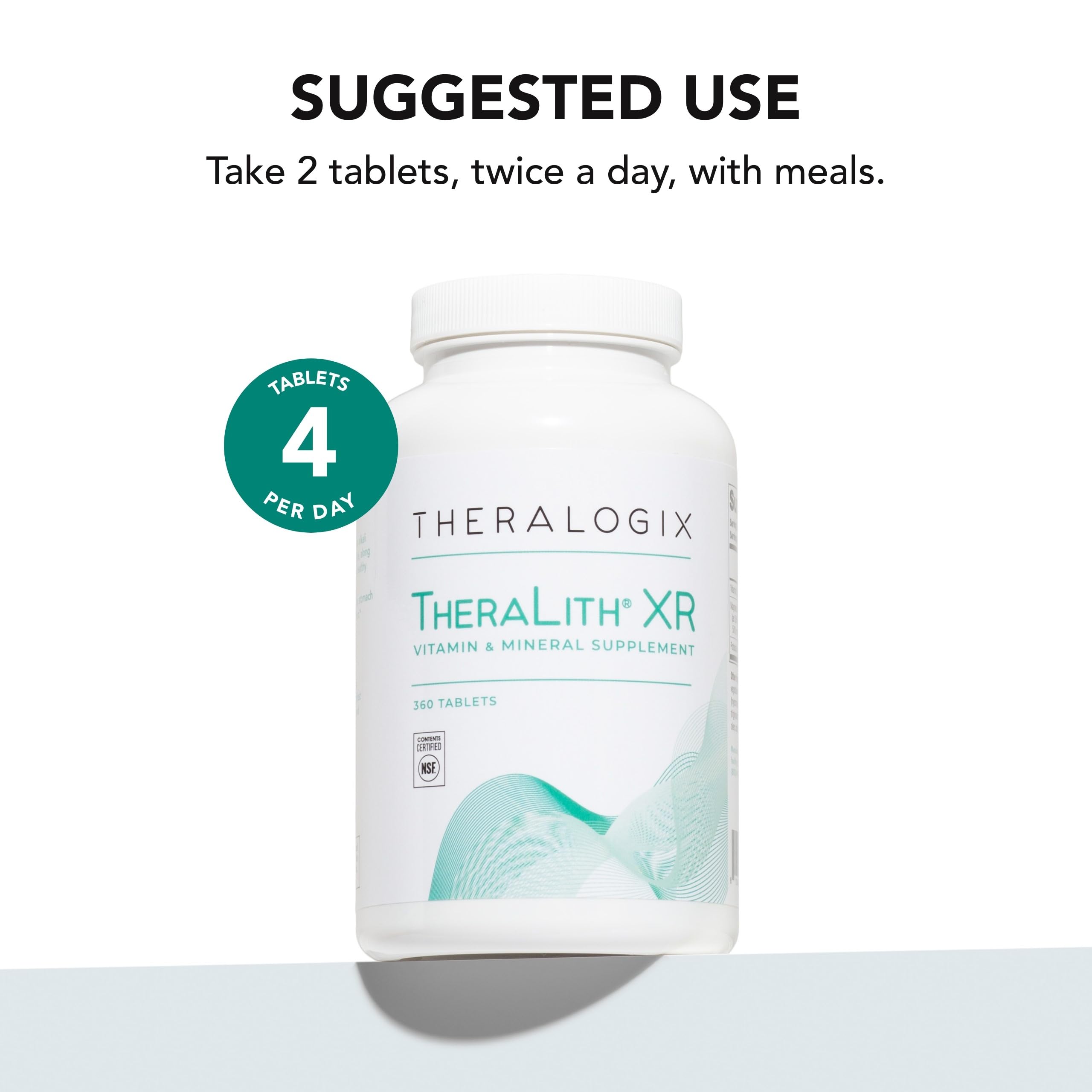 Theralogix TheraLith XR tableta en mano para comparar tamaño y facilitar la dosificación