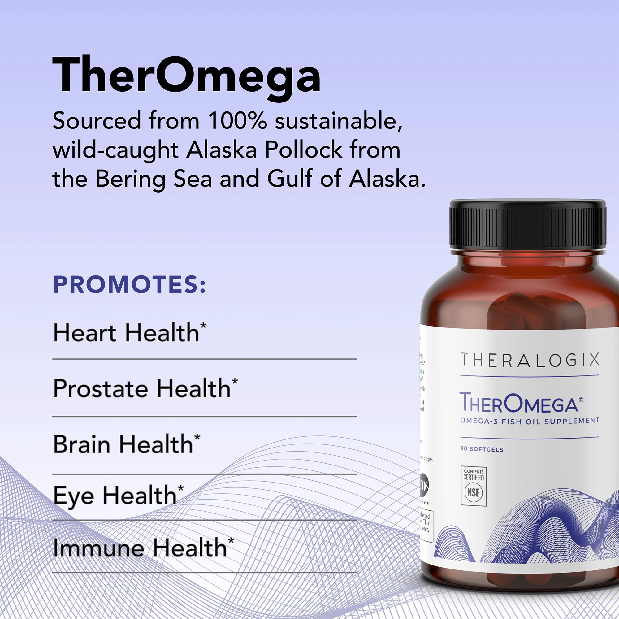 Theralogix TherOmega cápsula blanda en primer plano, fácil de tragar y fresca