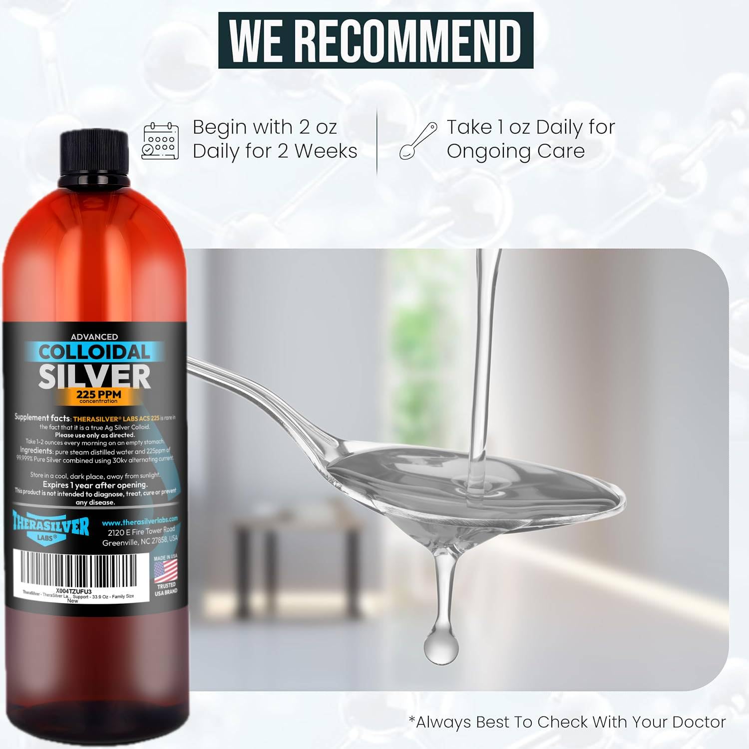 THERASILVER comparación de tamaño botella 1 litro para duración y ahorro