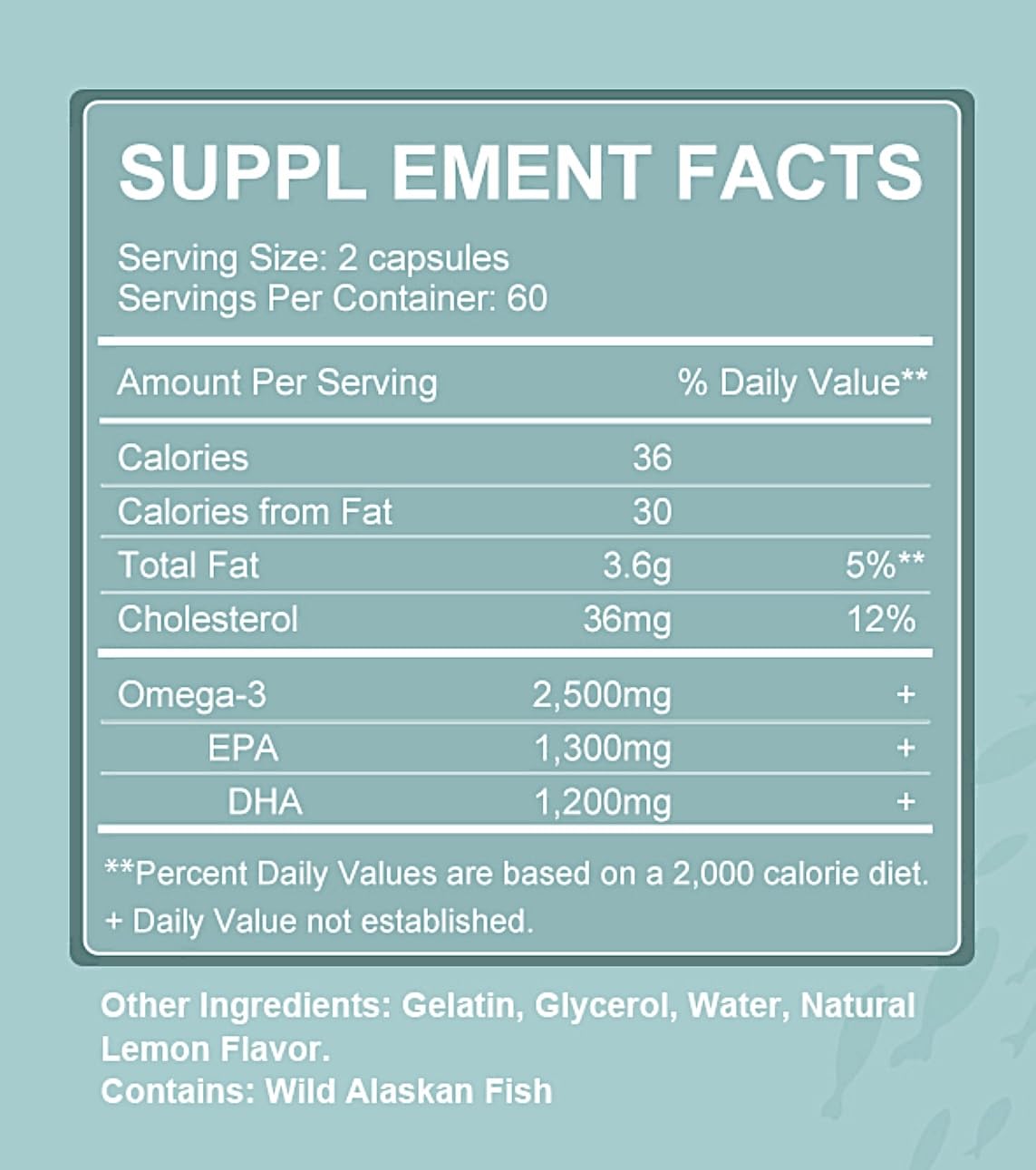 TheraSuva etiqueta nutricional enfocada en EPA 1300 mg y DHA 1200 mg por toma