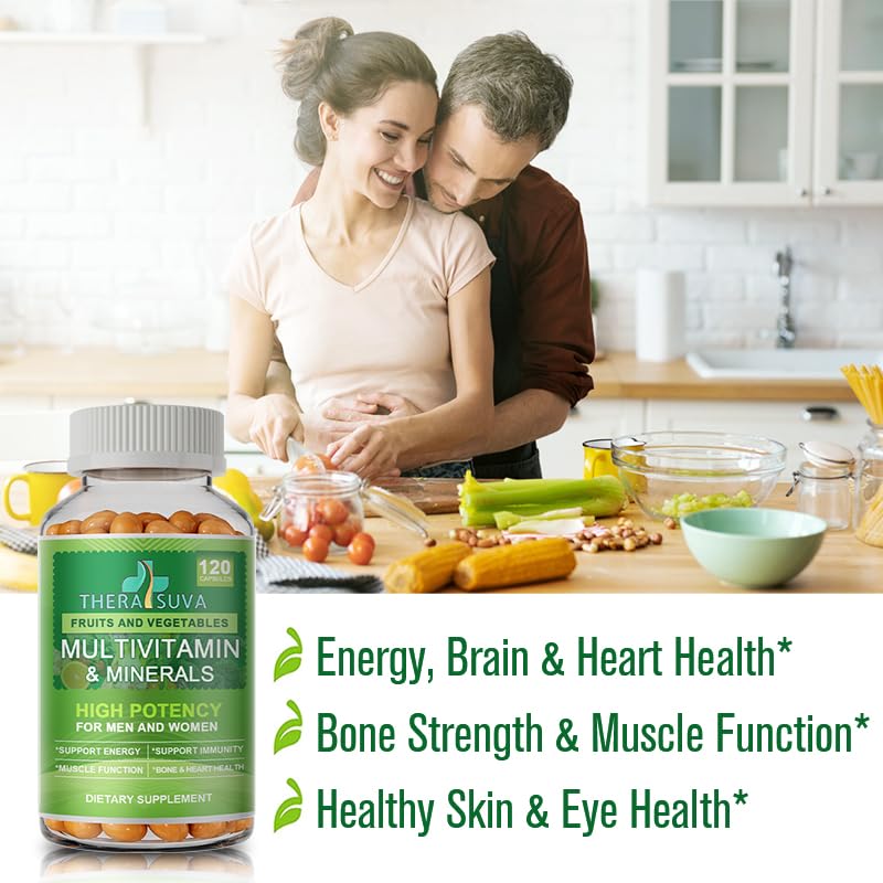 TheraSuva etiqueta nutricional mostrando vitaminas y minerales clave