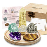 Therenovique caja de madera para guardar cristales, presentación lista para regalo y protección