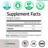 THEREXA GLYNAC detalle de etiqueta con ingredientes y certificaciones visibles
